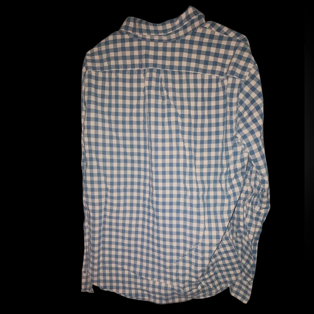 Mens J Crew Classic Secret Wash Stretch Blue and Beige Checkered Button Down XL
